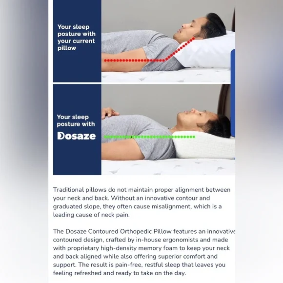 NWT Dosaze King standard orthopedic pillow - Picture 5 of 5